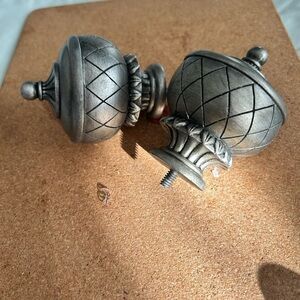 Stunning Decorative Silver Finials for curtain rods- very elegant- new/ like new